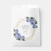 Gold Glitter Geometric Elegant Blue Floral Wedding Favor Bag