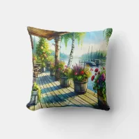 Lake House View | Deck over looking the Bay Throw Pillow