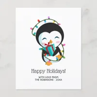 Cute Christmas Penguin Happy Holidays Photo Flyer