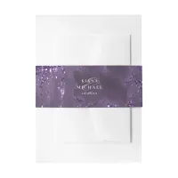 Stone Glitter Wedding Violet ID647 Invitation Belly Band