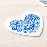 Greek Eye Love Heart Paper Coaster