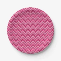 Pink Zig Zags Paper Plates