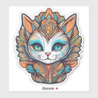 Boho Retro Cat Face Custom-Cut Vinyl Sticker