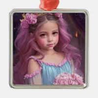  Beautiful Girl with Gold Tiara Metal Ornament