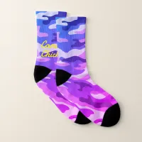 Girly Camouflage Pinks/Blues Monogram in Yellow | Socks