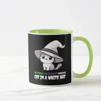 Funny Ethical Web Builder's Familiar White Hat Cat Mug