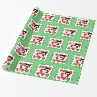 Children Carolers  Green Christmas Gift Wrap