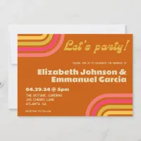 70s Style Burnt Orange Retro Budget Wedding Invitation