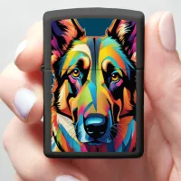 Colorful German Shepherd Portrait Zippo Lighter