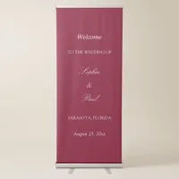 Elegant Burgundy Wedding Welcome Retractable Banner