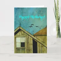 Happy Birthday, Grunge Barn and Geese Card