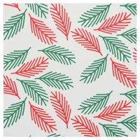 Green And Red Christmas Pine Branches Pattern Fabric