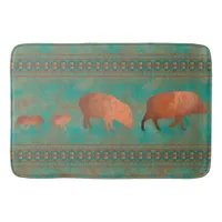 Southwest Cute Javelina Family Copper Teal Large Bath Mat