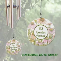 Coneflowers Botanical Art Personalized Address Wind Chime