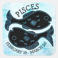 Pisces Horoscope Zodiac Astrological Sign Square Sticker