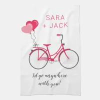 Love Hearts Bicycle Valentine Personalized Custom Kitchen Towel