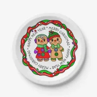 Merry Christmas | Happy New Year | Gingerbread Man Paper Plates