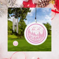 Pink Christmas Happy Holidays Merry Christmas | Wind Chime