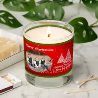 Merry Christmas Photo & Name Trees Snow Red Scented Candle