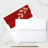 Elegant Holiday Gold Leaves | Winter Red Envelope Liner