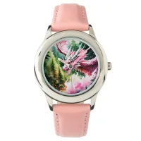 Fire breathing dragon vibrant pink scales watch