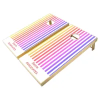 Pastel Vertical Stripes Family or Company Name Cornhole Set