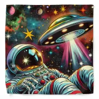 Astronaut Floating in Space with a UFO Ai  Art Bandana