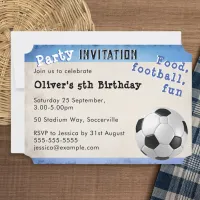 Retro Football Ticket Soccer Ball Sport Themed Invitation