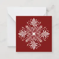 Red and White Snowflake Mini Christmas Card