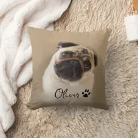 Personalized Pug  Dog Photo Image  Throw Pillow