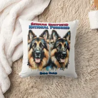 German Shepherds Celebrating National Purebred Day Throw Pillow