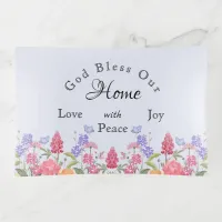 God Bless Our Home Blue Floral Wildflower Trinket Tray