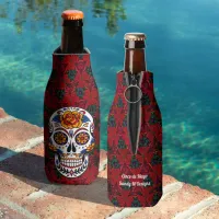 Sugar Skull Cinco de Mayo Personalize Your Name Bottle Cooler