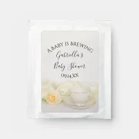 Tea Cup White Rose Baby is Brewing Shower Favor Tea Bag Drink Mix