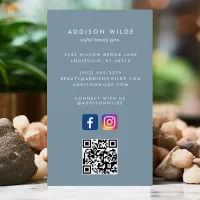 Dusty Blue Social Media Instagram Facebook QR Code Business Card