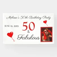 50 & Fabulous Add Photo Name & Date 50th Birthday Banner