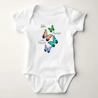 Colorful Realm of Morpho Blue Rainbow Butterflies Baby Bodysuit