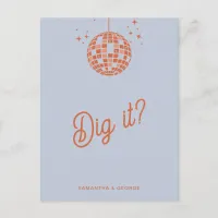 Retro Groovy 70s Cute Blue Orange Disco RSVP Postcard