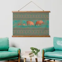 Southwest Javelina Family Copper Teal Personalized Hanging Tapestry