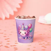 Personalized Anime Axolotl Girl's Birthday Paper Cups