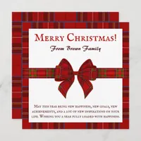 Red Plaid Scottish Tartan Merry Christmas Holiday Card