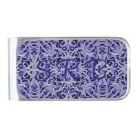 Purple and Silver Lace Pattern Silver Finish Money Clip