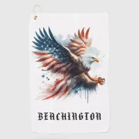 *~* American Flag AP16 Bald EAGLE USA Golf Towel