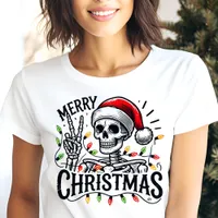 Merry Christmas Skeleton Peace Sign Tri-Blend Shirt