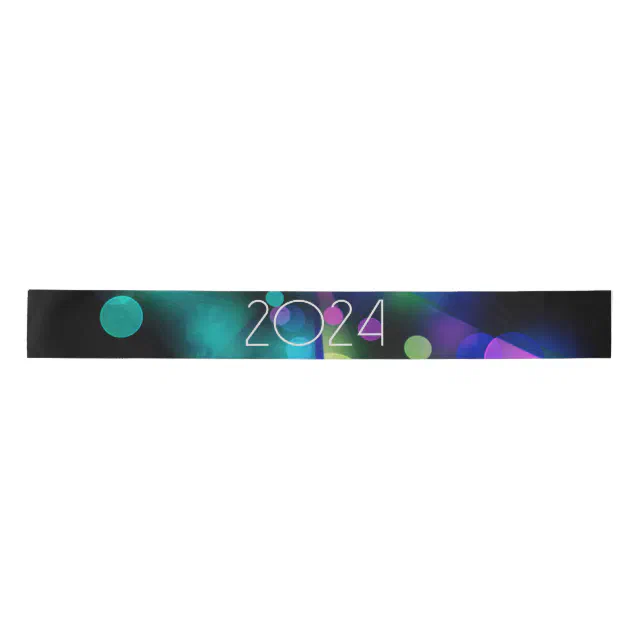 2024 new year with multicolor bubbles satin ribbon