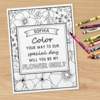Personalized Flower Girl Proposal Coloring Card