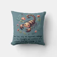 Kids Christian Prayer Woodland Scorpion on Blue | Throw Pillow