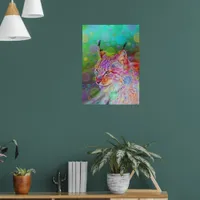 Colorful Lynx portrait, abstract art Poster