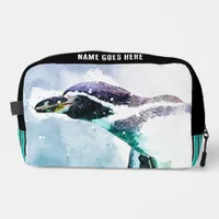 Cute Penguin Black and Teal Watercolor Travel Dopp Kit