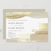 Abstract Painterly Gold Neutral Wedding Invitation